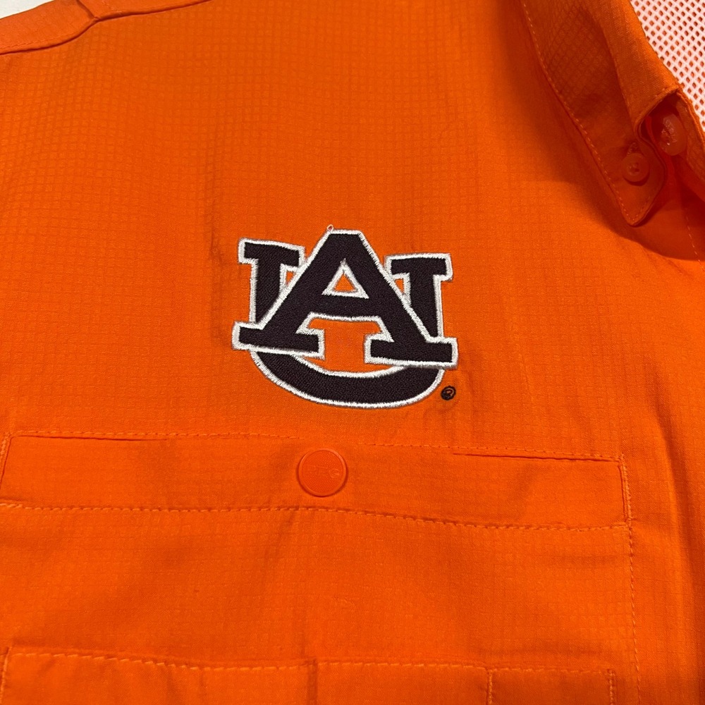 Columbia PFG Auburn Tigers Shirt Mens Large Orange Tamiami II Fishing SS - Picture 3 of 12